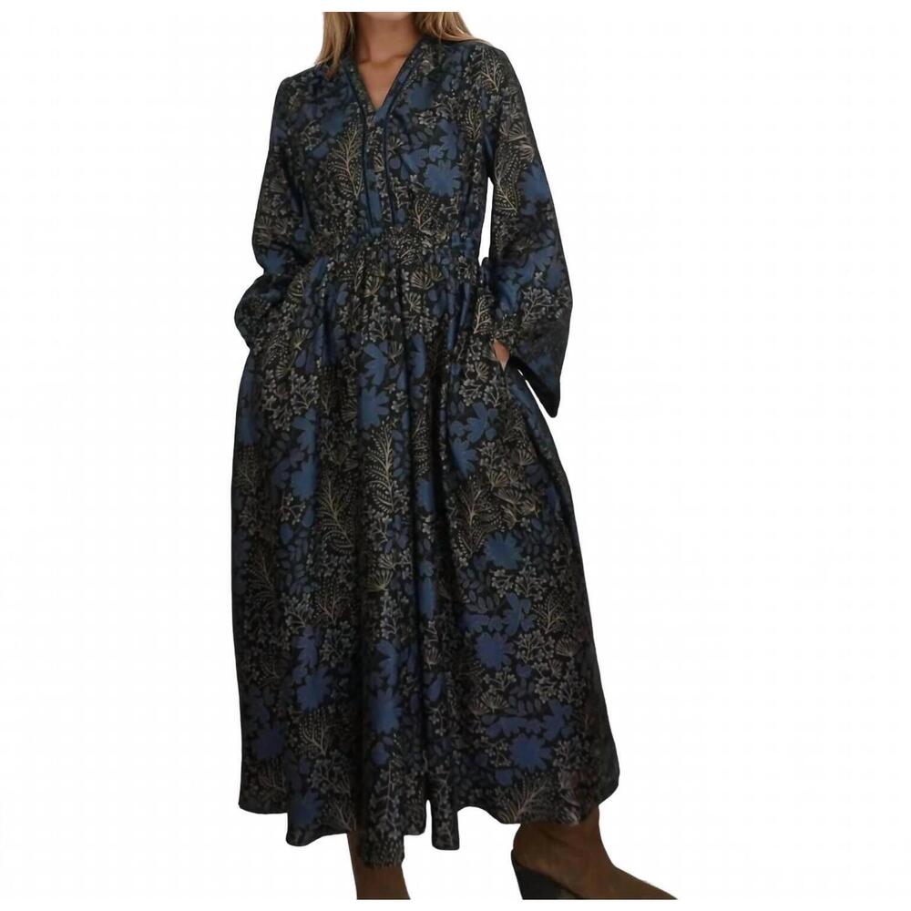 NEW NIBI MTK aria maxi dress in blue flower